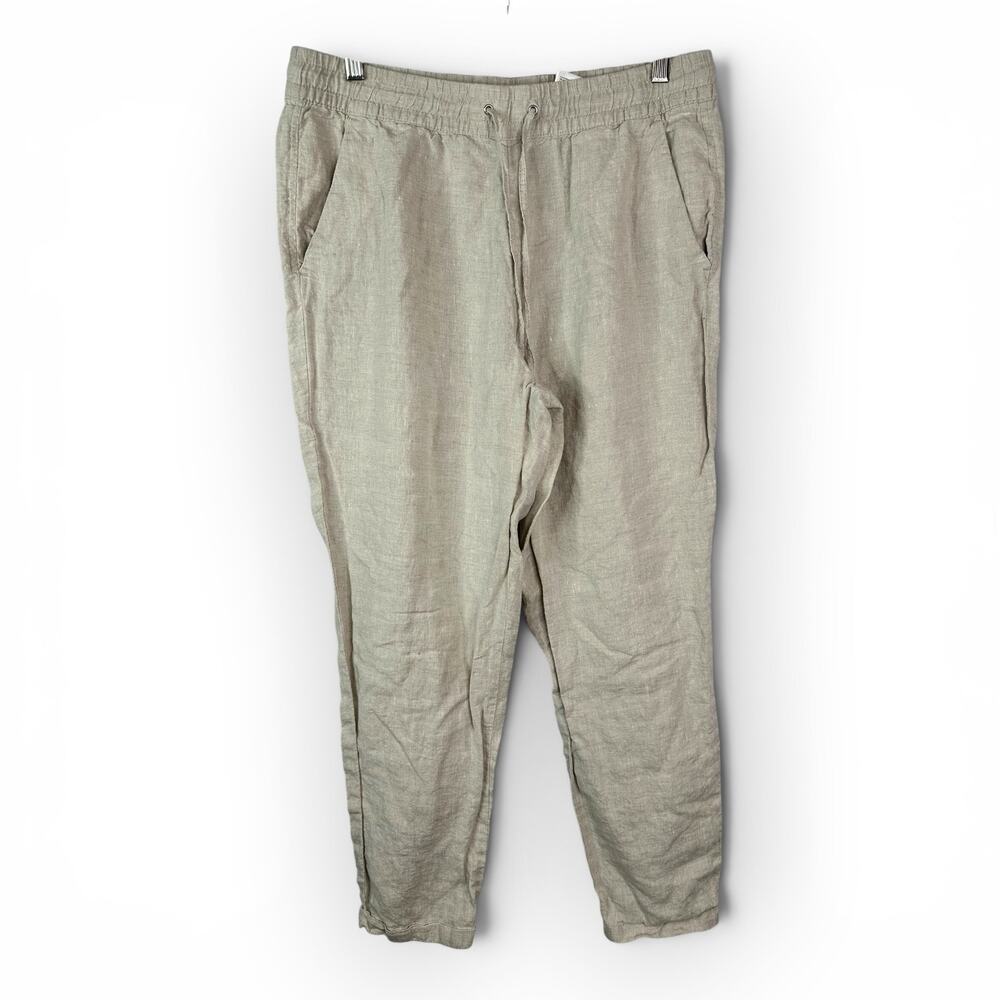 H&M L.O.G.G. Womens Linen Drawstring Jogger Pants Size 8 Beige Casual Boho Beach